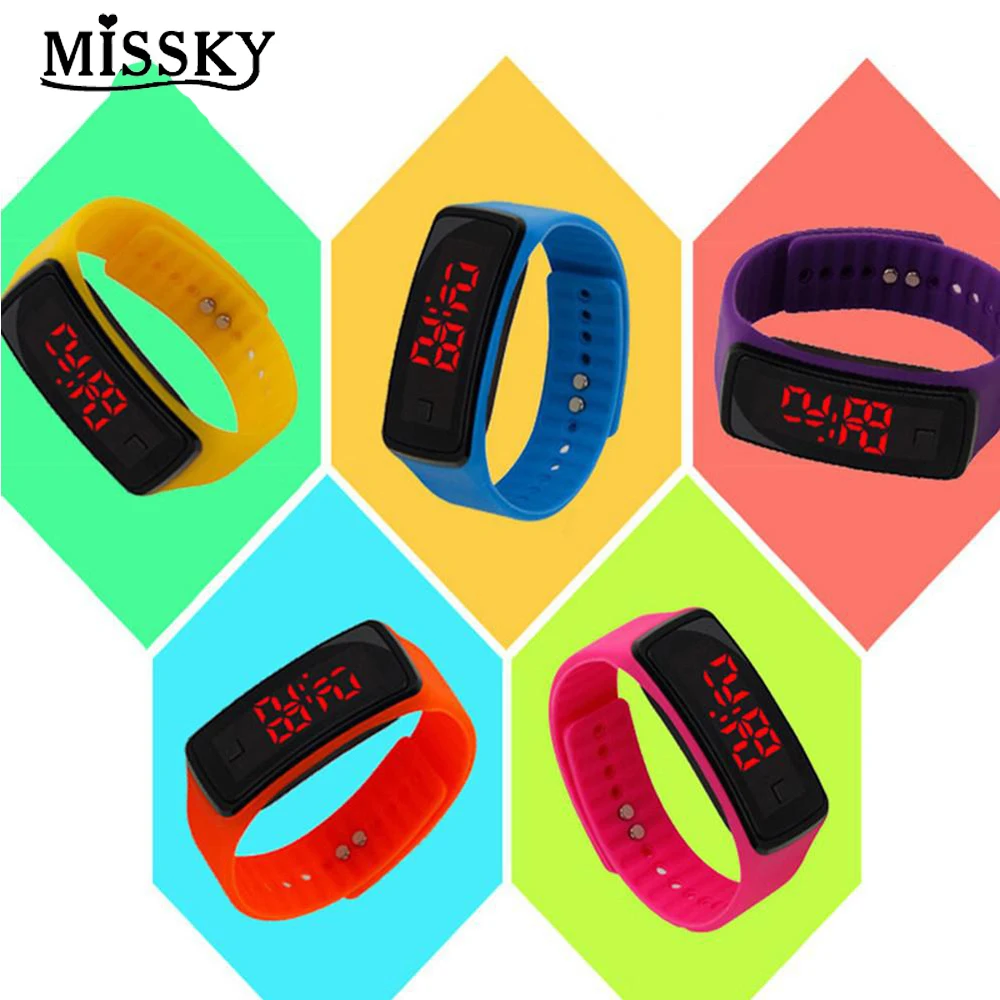 MISSKY детские электронные часы LED номер экрана Силиконовые ПК красочные