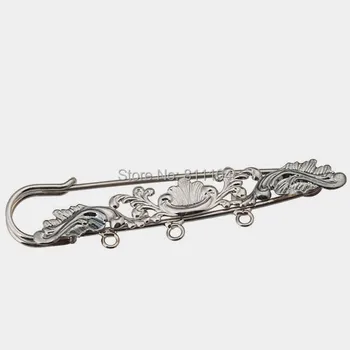 

Brooch Pin Findings Kilt Needles Rhodium tone Filigree Flower Blank Sitting Garment Adhesive Dress Scarf Shawl Safety Pins