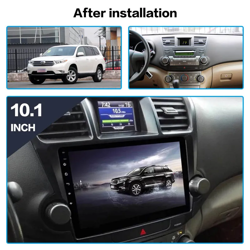 Perfect 10.2" IPS 1 Din Car Radio Player Android 9.0 for Toyota Highlander 2009 2010 2011 2012 Navigation HDMI MP3 64GB ROM unit dsp IPS 1