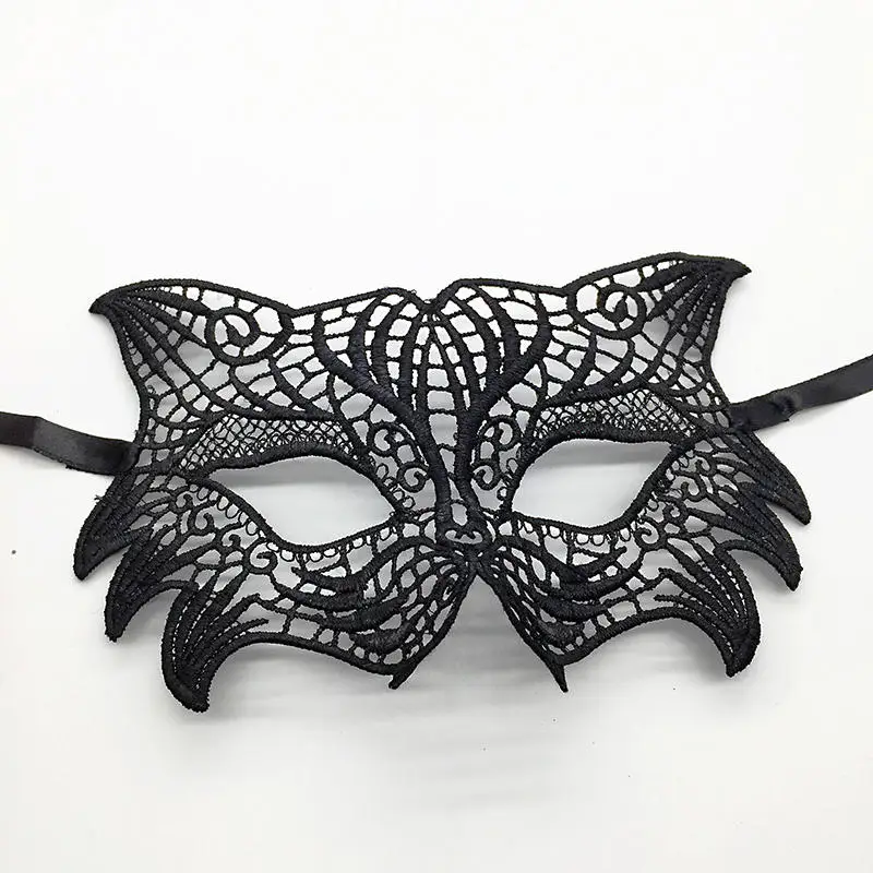 Новая Сексуальная кружевная маска для девушек, женщин, женщина-кошка, маскарадная Танцевальная Маска на глаза для вечеринок, костюм кошки на Хэллоуин - Цвет: Black