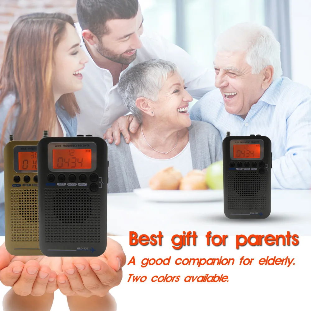 2022 Aircraft FullBand VHF Radio Portable FM AM SW Radio VHF CB 30-223MHZ 25-28MHZ Air 118-138MHZ with Dual Alarm Clock