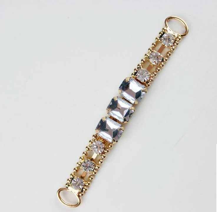 

10pcs Gold Plated Clear Crystal Rhinestone Bikini Connectors/ Buckle Metal Chain Apparel Buckles