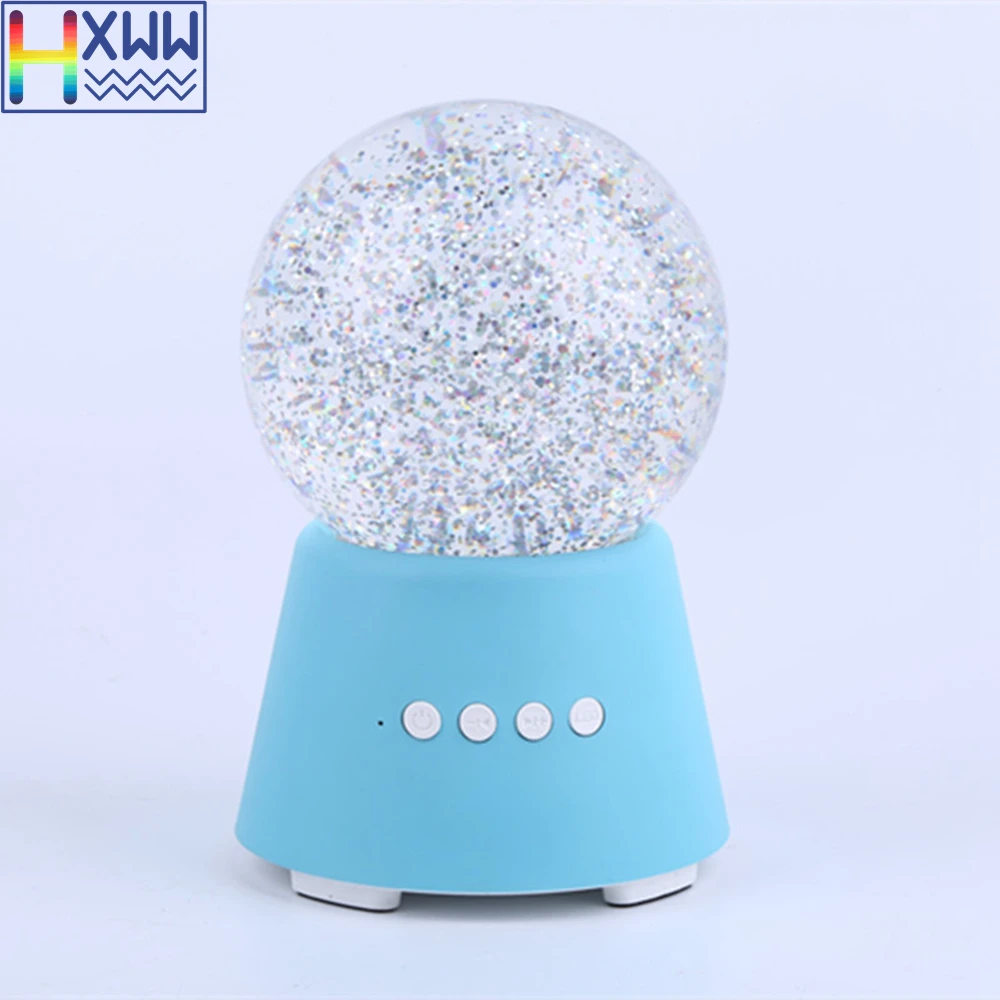 

HXWW Innovative design water crystal globe wireless speaker support Bluetooth connect with changed LED light