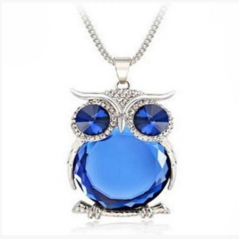 

Fashion Crystal Owl Sweater Chain Necklace Personalized Creative Pendant Necklace Women Jewelry Long Necklace