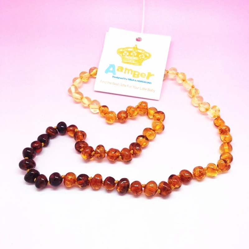 Yoowei 100 шт/партия 33 см натуральное Янтарное прорезывающее ожерелье для ребенка настоящие стили барокко оригинальные Прибалтики янтарные ювелирные изделия оптом