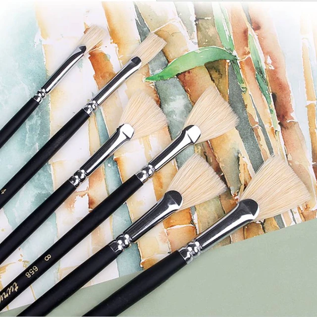 Bristle Fan Brush 6PCs/Set Professional Acrylic Oil Painting Fan Brushes  Set for Artist Student Art Supplies - AliExpress