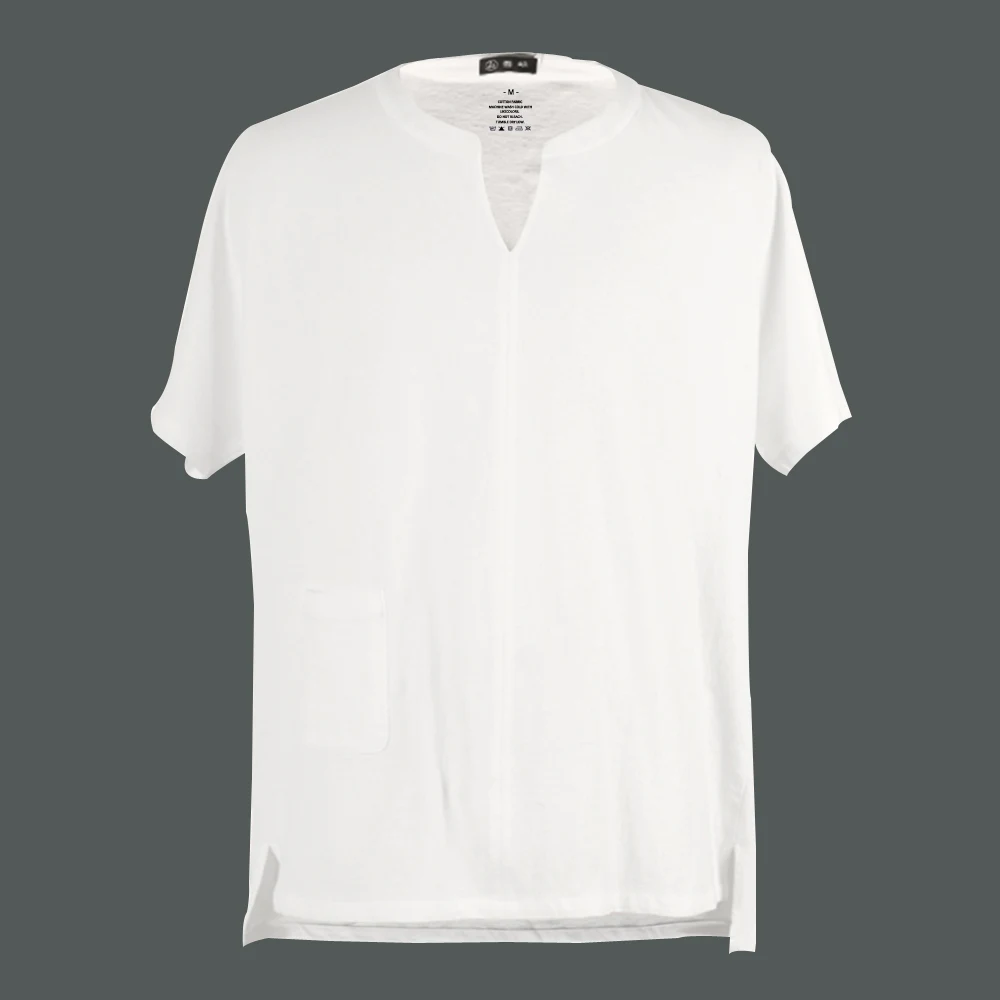 Весенне-летняя мужская рубашка, хлопок, лен, рубашки, высокое качество, Повседневная рубашка, свободная, одноцветная, льняная, короткий рукав, camisa social - Цвет: white