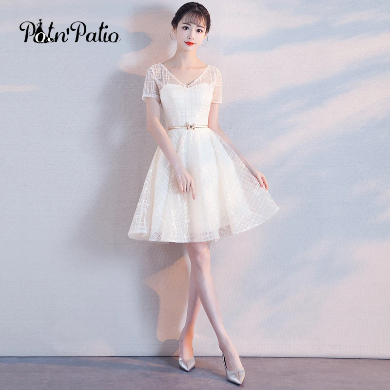 white formal knee length dresses