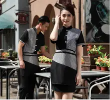 2017 Coffee Shop Waiter Uniform Hotel Food Service Waitress Uniform Milk Tea Shop Waiter Shirt Restaurant Kitchen Work Overalls