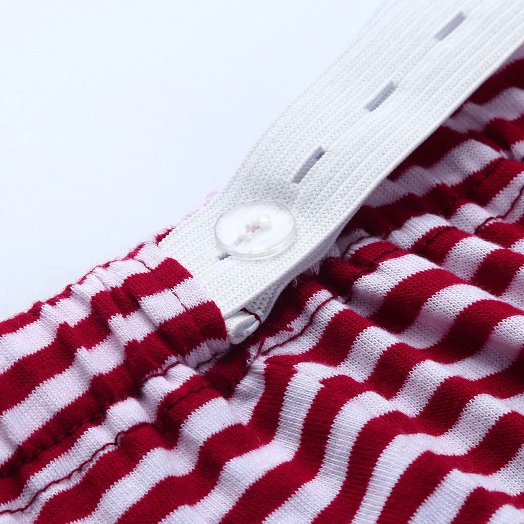 Пижамный комплект для беременных женщин с коротким рукавом и v-образным вырезом, футболка для грудного вскармливания, регулируемые полосатые штаны, пижамы