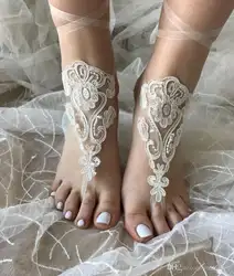 Новый дизайн кружево пляжные свадебные босиком сандалии для девочек 2019 Boho ножной браслет индивидуальный заказ Свадебные украшения для