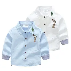 100% хлопковая рубашка для мальчиков рубашка с длинными рукавами Одежда для мальчиков Новый Демисезонный Однотонная повседневная обувь