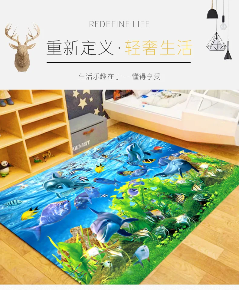 Blue Sea ocean Mediterranean Style 3D Carpets for Living Room Bedroom Area Rugs Coffee Table Sofa Bed Floor Mat Hallway Carpet