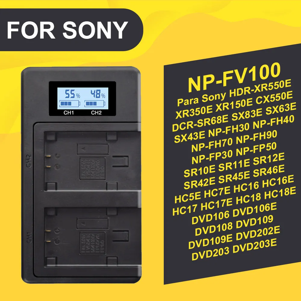 NP-FW50 NP-FZ100 NP-F960 970 NP-FV100 lcd USB двойное зарядное устройство для sony - Цвет: FV100