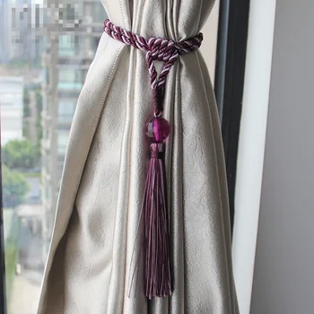 

One pair tiebackEuropean Crystal hanging ball decorative rope accessories handmade beads curtain hooks tassels tie tape M254
