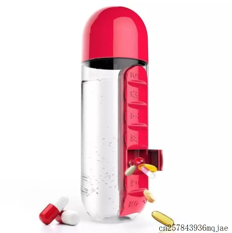 

20pcs 600ML Pill Case Water Bottles Two-in-One Portable Pill Boxes Organizer Plastic Outdoor Kettle Set