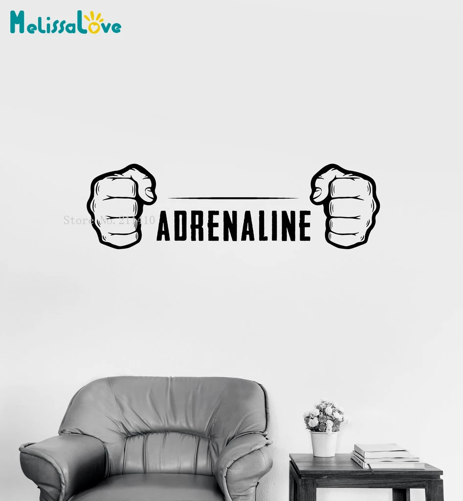 

Man Wall Decal Adrenaline Fighting Fight Club Hand Sports Training Vinyl Sticker Home Decoration Art Murals Unique Gift YY746