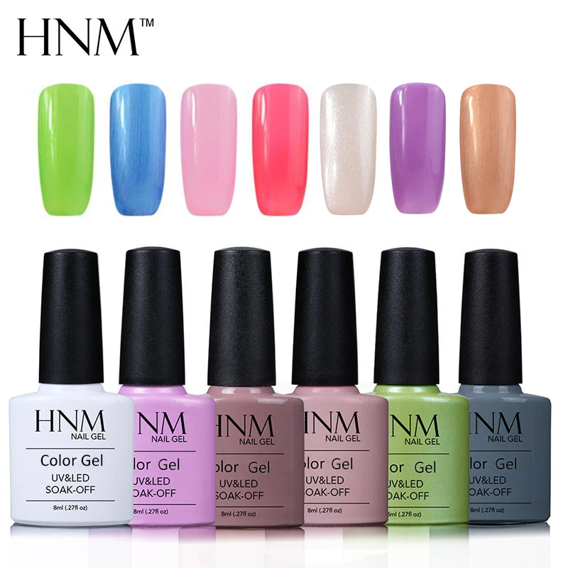 HNM 8ml UV Gel Nail Polish DIY Soak Off Hybrid Varnish Semi Permanent Paint Lucky Lacquer Stamp Ena