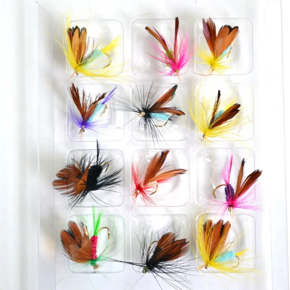 12pcsLot 2cm Fishing Flies Dry Fly Tackle Lures Butterfly Barb Single Hooks Set  Outdoor Fishhook Tackle