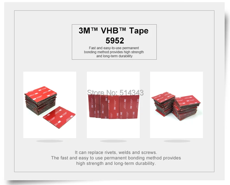 3 М VHB 5952 высокие липкие акриловый скотч двухсторонняя поролоновая лента может липкий к Стекло металла и так далее 38 мм* 50 мм/10 шт./лот