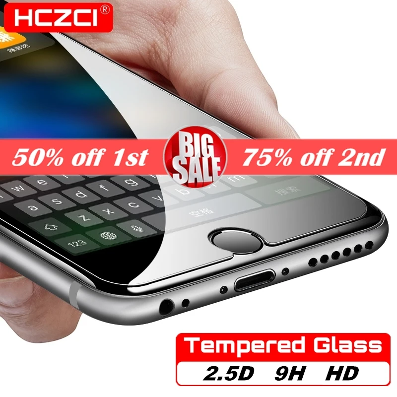 

HCZCI For iPhone 7 8 6 6s Plus Tempered Glass for iPhone X XR XS Max 5 SE 5s Glass High Quality Screen Protector