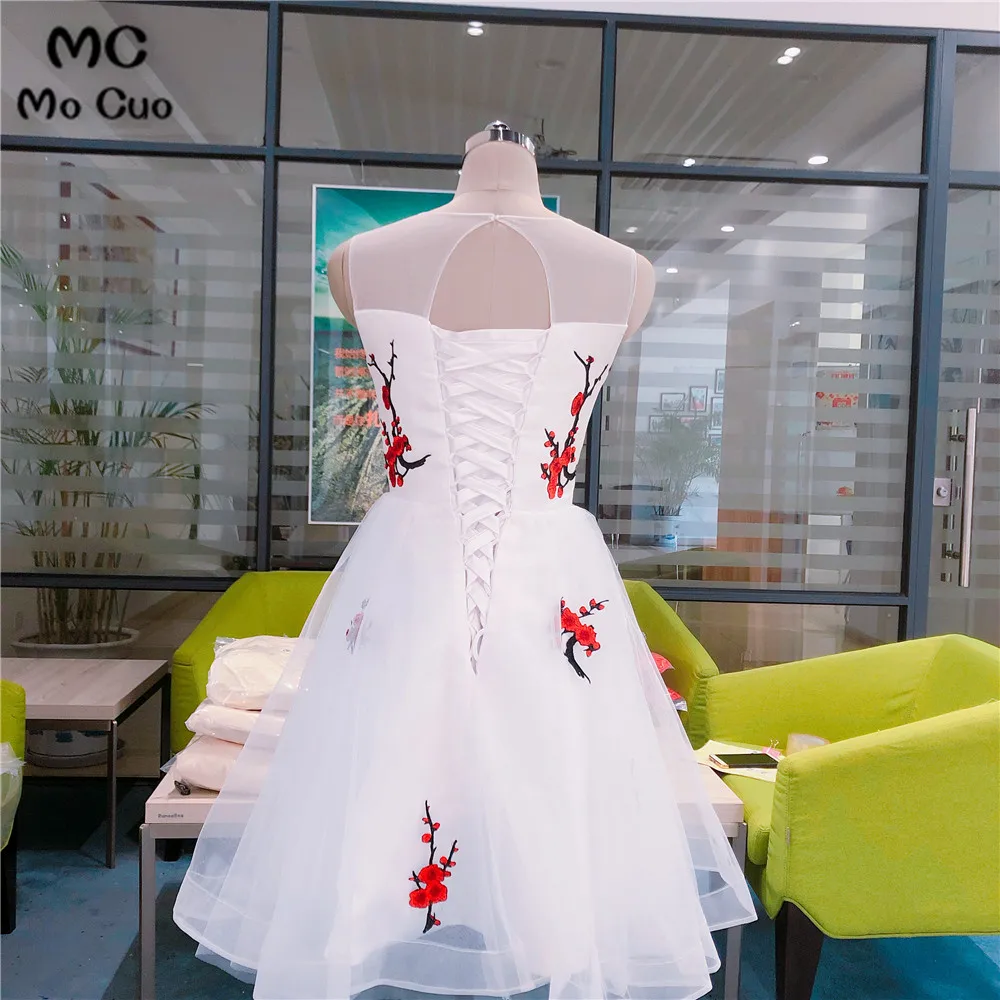 White Embroidered Vintage Ball Gown: Short Homecoming Graduation Cocktail Dress image 6
