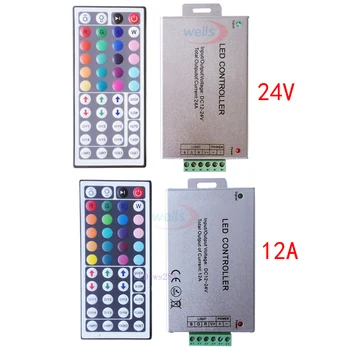 

1Pcs DC 12V-24V 12A /24A 44Key LED IR wireless Remote Controller Control For 3528 5050 RGB LED Strip Light.