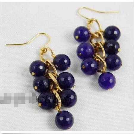 DYY+++ purple 8mm round faceted jade dangle earring 18K GP style Fine jewe Noble Natural FREE SHIPPING | Украшения и аксессуары
