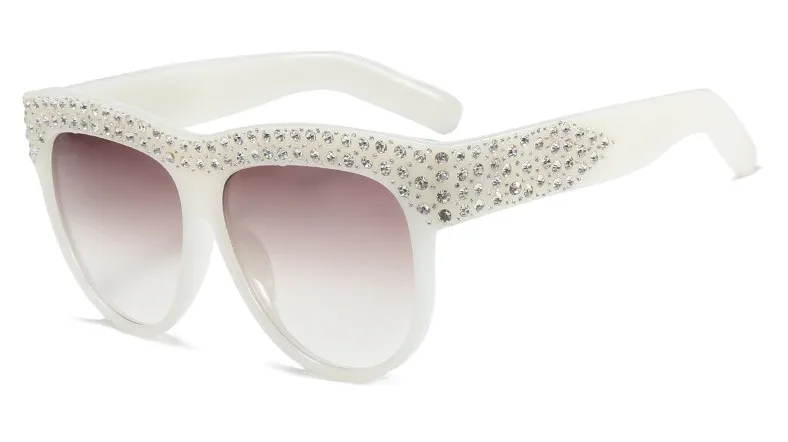 Для женщин Роскошные солнцезащитные очки со стразами и квадратным большой кадр алмазные очки UV400 Модные оттенки 45344 - Цвет линз: C3 beige white