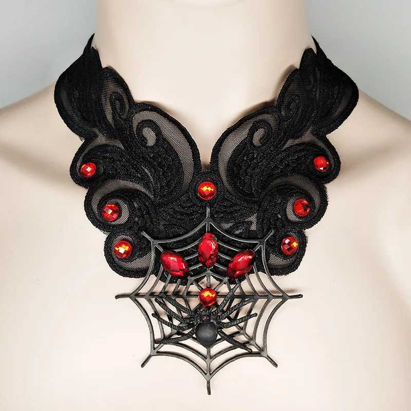 YiYaoFa, Кружевное колье, паутина, ожерелье на Хэллоуин для женщин, аксессуары для Хэллоуина, ювелирное изделие, массивное ожерелье, женские вечерние ювелирные изделия Y494