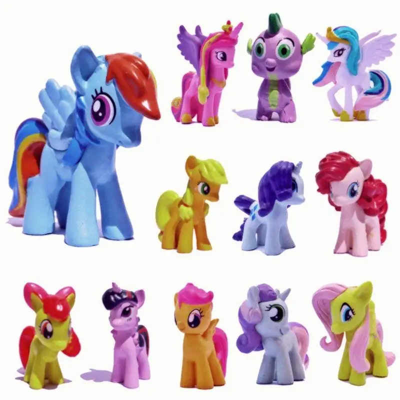 

12pcs/Set Unicorn Rainbow Cute Pet Horse Beautiful Action Figure PVC Unicorn Ponies Girl Toys Doll Birthday Gift