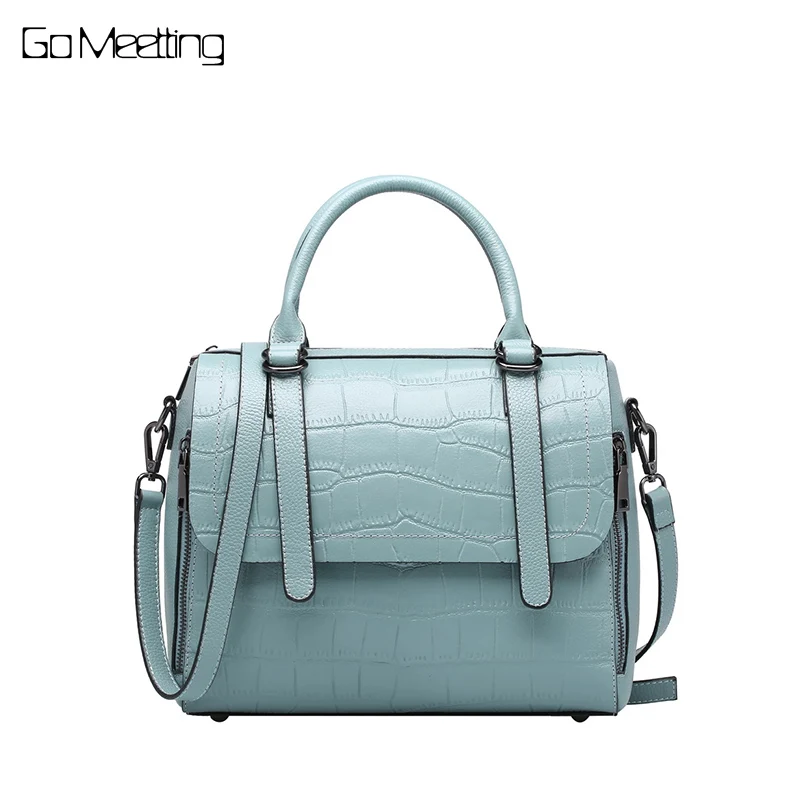 

Go Meetting Boston Women Brand Bag Crocodile Pattern Totes Women Messenger Shoulder Bags Designer Pillow Cow Leather Handbags