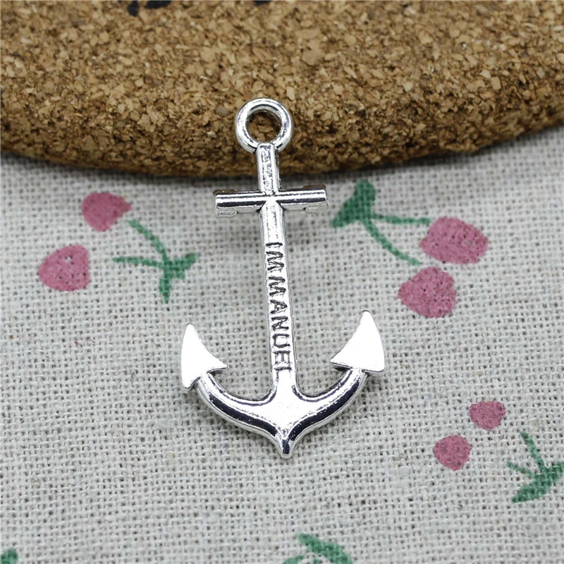8 piezas ancla Immanuel 38*21mm plata antigua Vintage colgantes para la joyería DIY collar pulsera|Amuletos| - AliExpress