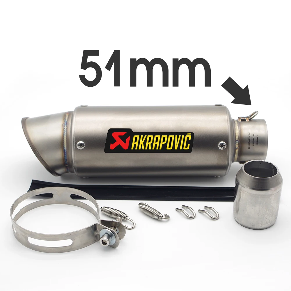 Выхлопная труба Akrapovic для мотоцикла db killer 51/61 для cb190r honda suzuki rmz 450 yamaha wr victory yamaha xt 125 bmw s1000rr - Цвет: A Sticker 51mm