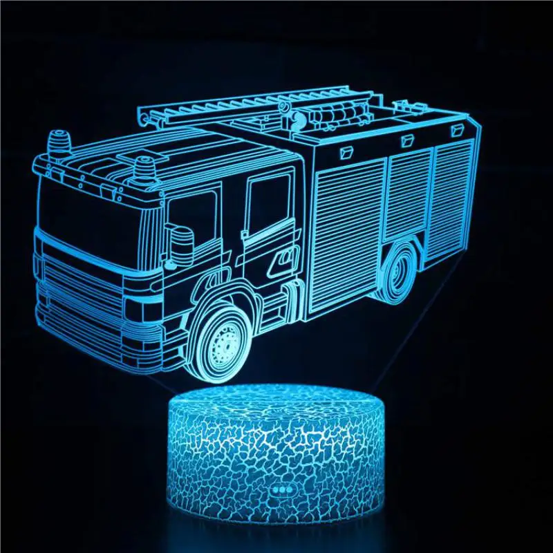  Excavating 3D Desk Lamp Machinery Vehicle Bulldozer Tractor 3D 7 Color Lamp Visual Led Night Light 