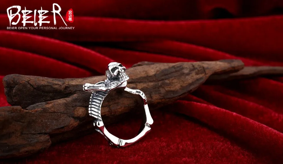 Байер стерлингового серебра 925 ювелирные изделия стиль уникальный скелет формы человек кольцо D1089