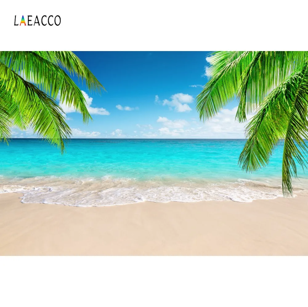 Laeacco фотографический фон для фотосъемки фотостудии с волнами пальмами деревьями