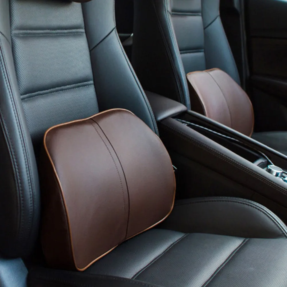 

Dewtreetali Universal Car Memory Foam Leather Lumbar Back Support Pillow Cushion Car Auto Seat Supports Chair Pillow Car Styling