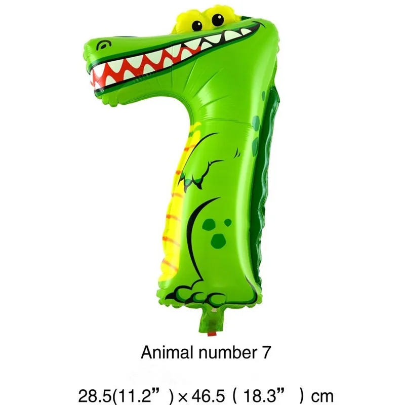 1 шт. воздушный шар в виде животного с цифрами, тигра, Льва, обезьяны, жирафа, Гелиевого шара, детский подарок на день рождения, декор в виде животного на тему зоопарка