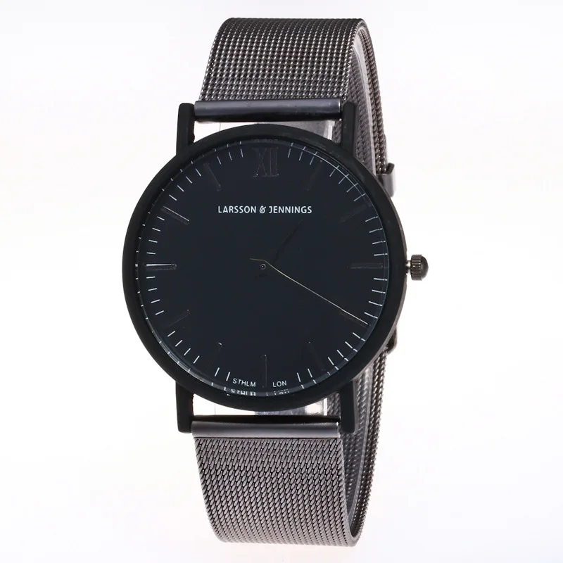 

Simple Fashion Black Full Stainless Steel Round Dial Bangle Quartz Wrist Watch Wristwatches for Men Male Black OP001