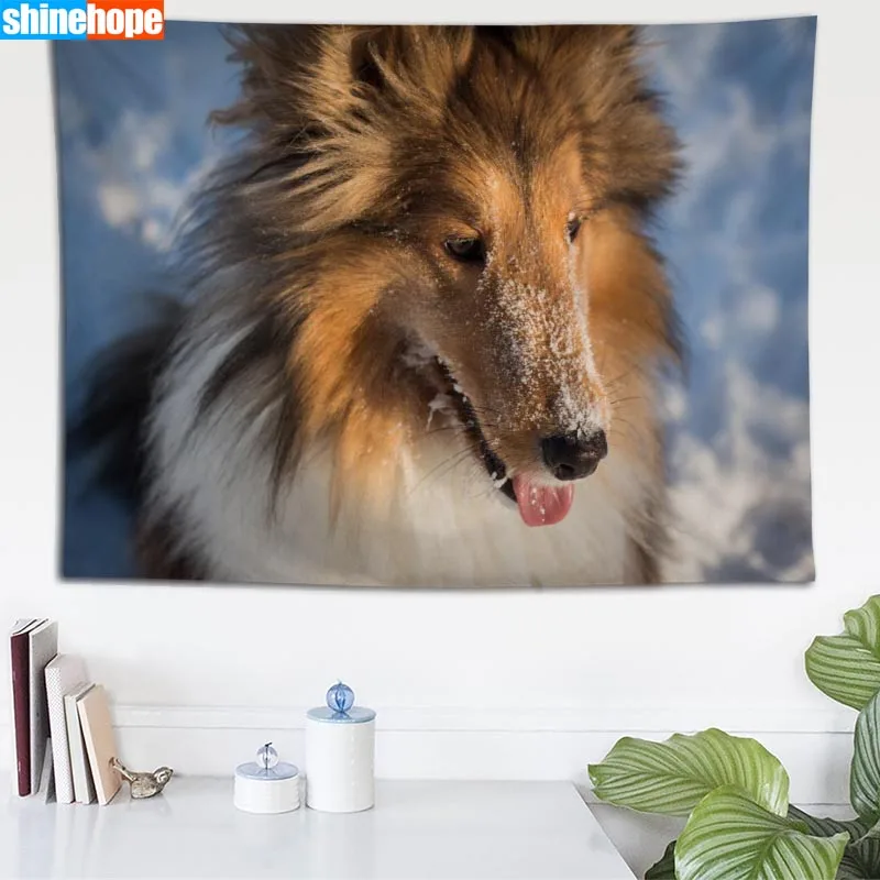 Sheltie гобелен собаки настенный психоделический гобелен фермерский дом декор комнаты в общежитии Настенный Ковер настенное одеяло