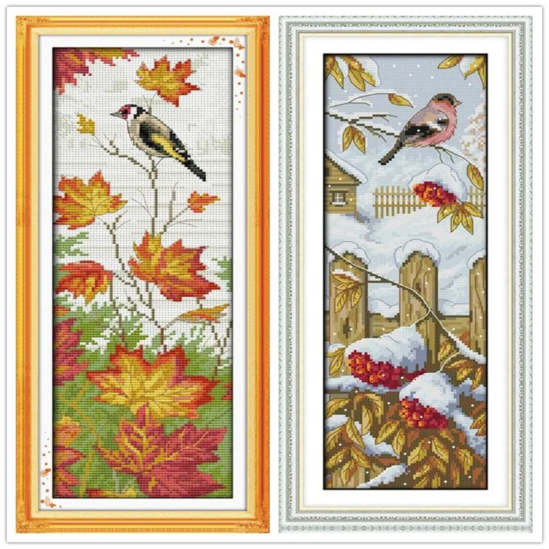 

Dmc Counted Cross Stitching Winter Scenery Cross Stitch Canvas Painting Cross Stitch Kits Embroidery Needlework Sets Home Decor