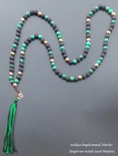 108 mala collar de piedra natural con borla largo collar de oro om yoga boho joyería para las mujeres joyería 8mm grano