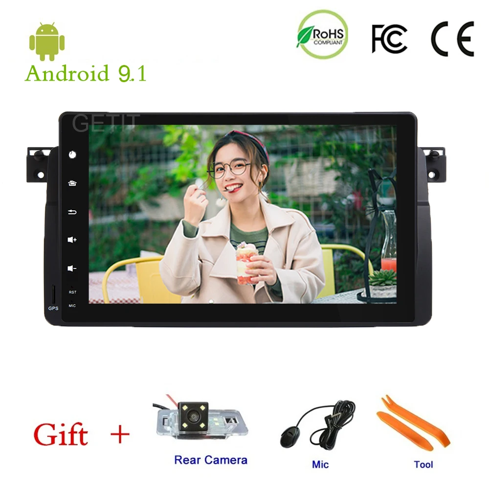 Clearance 9 inch Android 9.1 Car Head Unit for BMW E46 M3 with Radio BT Wifi GPS,One Din Car Stereo radio DVD Player 0