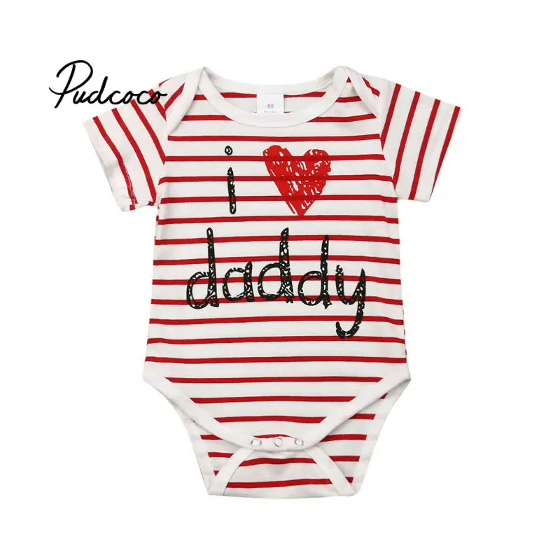 Infant Baby Girls Bodysuit Short-Sleeve Onesie Heart Hurt Print Outfit Autumn Pajamas