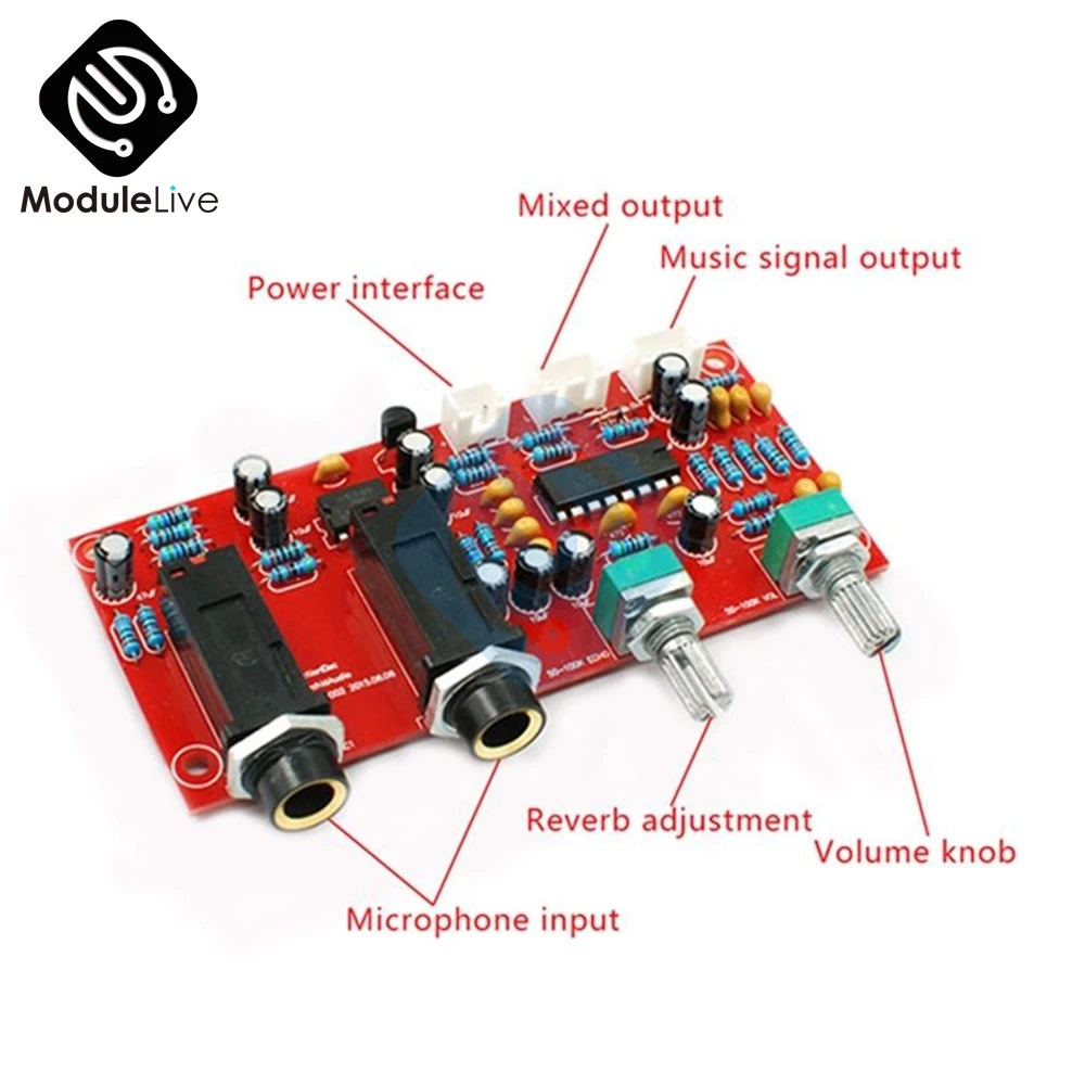 DIY PT2399 цифровой микрофон усилитель доска караоке пластина реверберации предусилитель Reverberator набор компонентов NE5532 DC 12 V-24 V