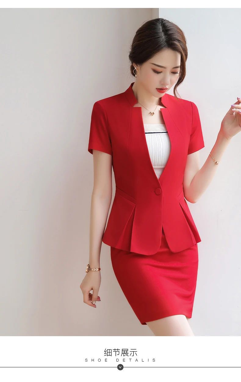 New fashion blazer women professional formal short sleeve slim jacket office ladies business work wear coat