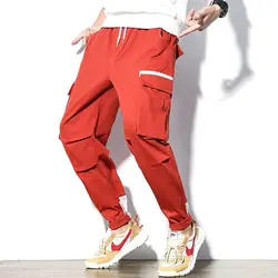 Для мужчин брюки карго 98% хлопок много с карманами мешковатый брюки карго мужской jogger Мода хип хоп летние для размеры 5XL HK999