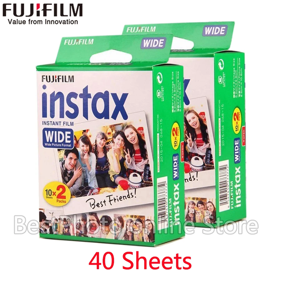40 листов оригинальной Fujifilm Fuji Instax мгновенная широкая пленка белый Edg для камеры