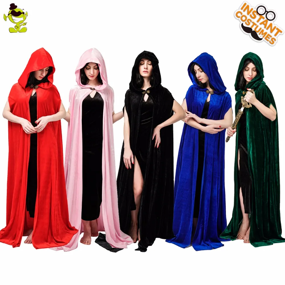 Adult Women Wizard Costumes Masquerade Party Design Five Color Cloak